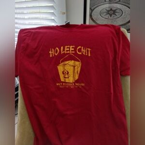 Ho Lee Chit Wet Noodle House Red Graphic T-Shirt with Gold Print